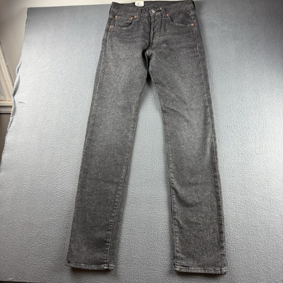 Levis 501 Jeans Mens 30x34 Black Button Fly Straight Stretch Denim Grunge NEW - Picture 2 of 12